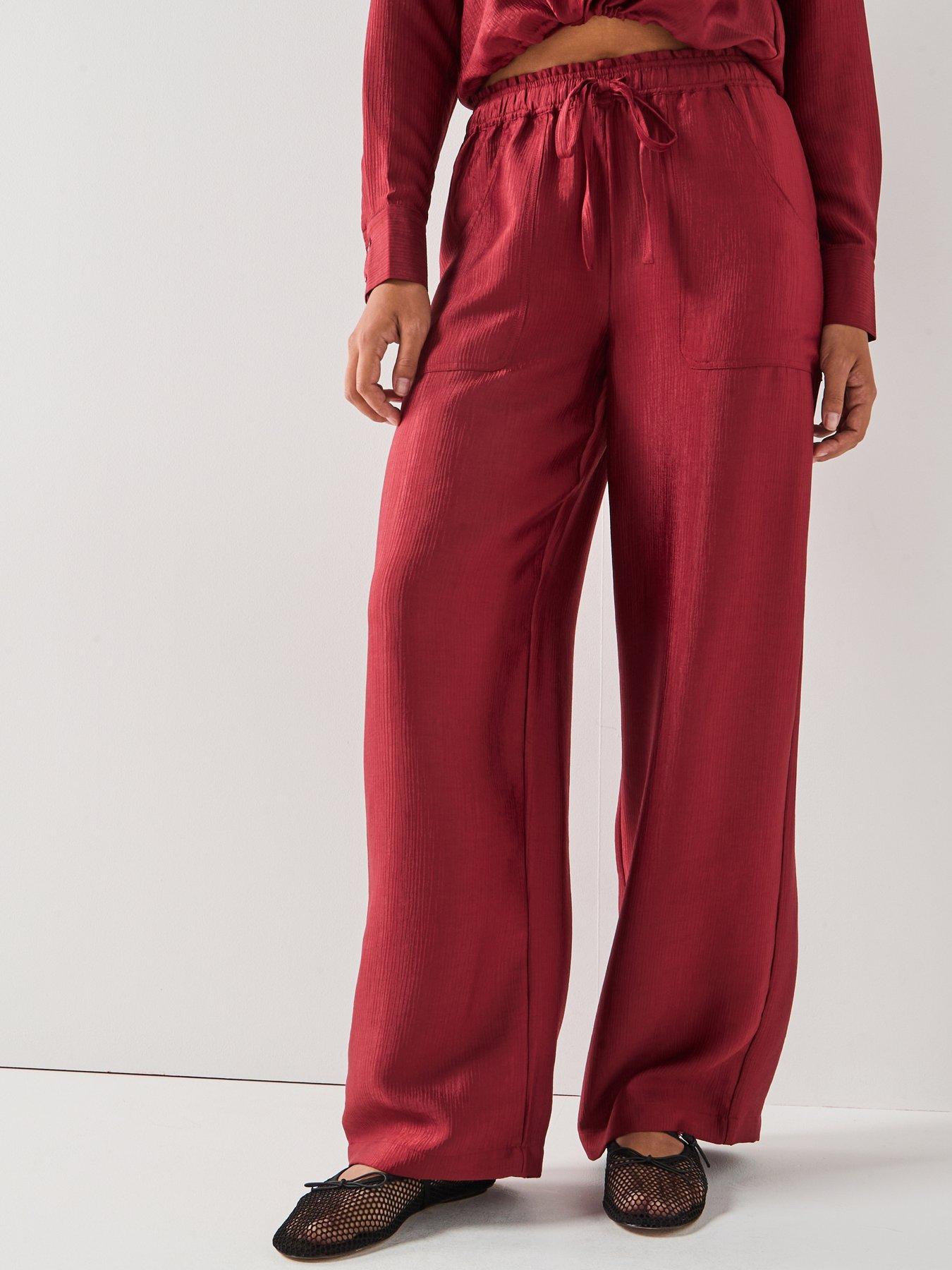 Image 1 of 5 of Vero Moda Toma High Waist Straight Trousers- Red