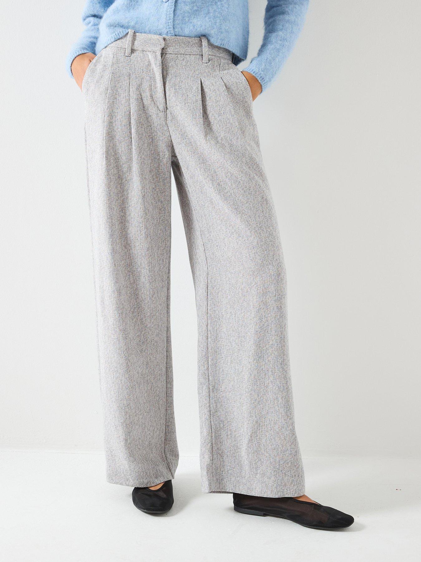 vero-moda-wide-leg-tweed-pants-grey