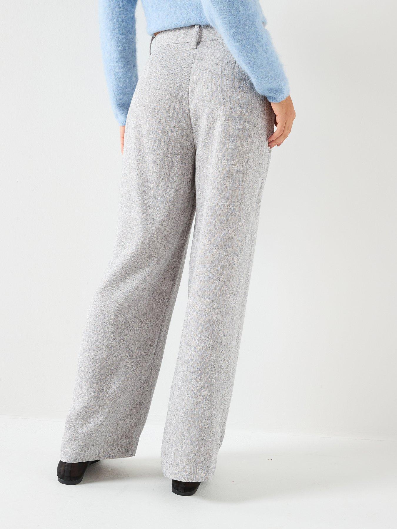  image of vero-moda-wide-leg-tweed-pants-grey