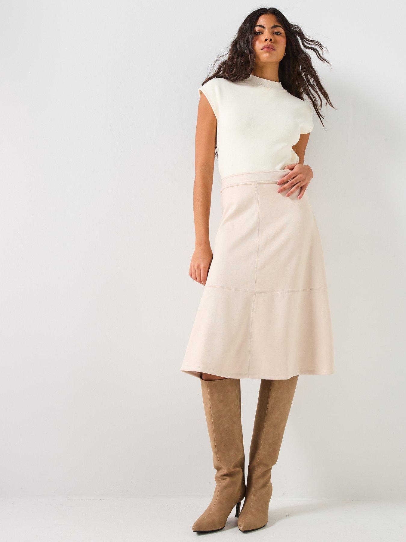 Vero Moda Bella High Waist High Waist Faux Suede Midi - Cream | Littlewoods