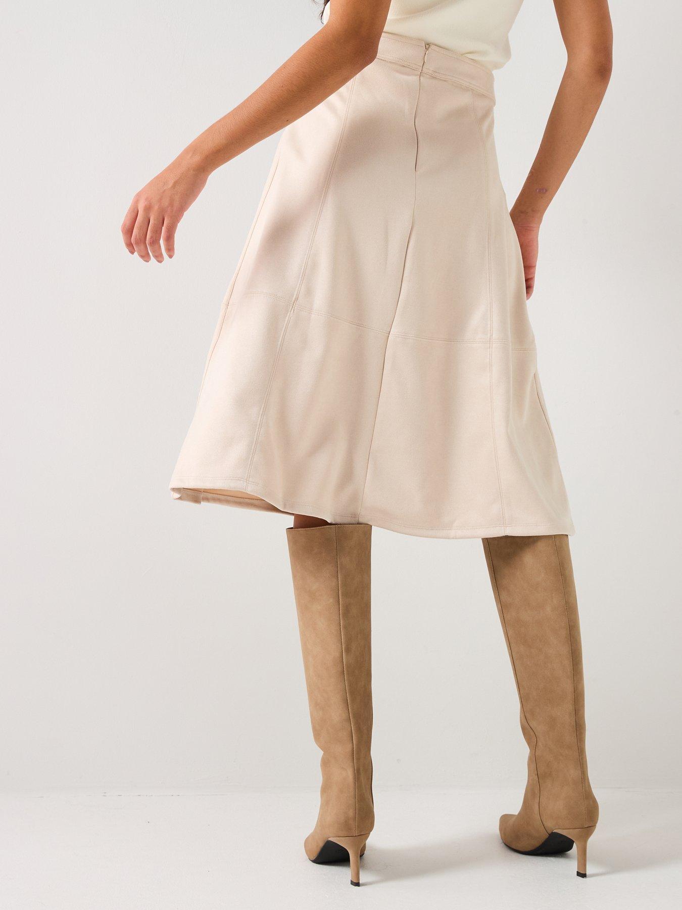 Vero Moda Bella High Waist High Waist Faux Suede Midi - Cream | Littlewoods