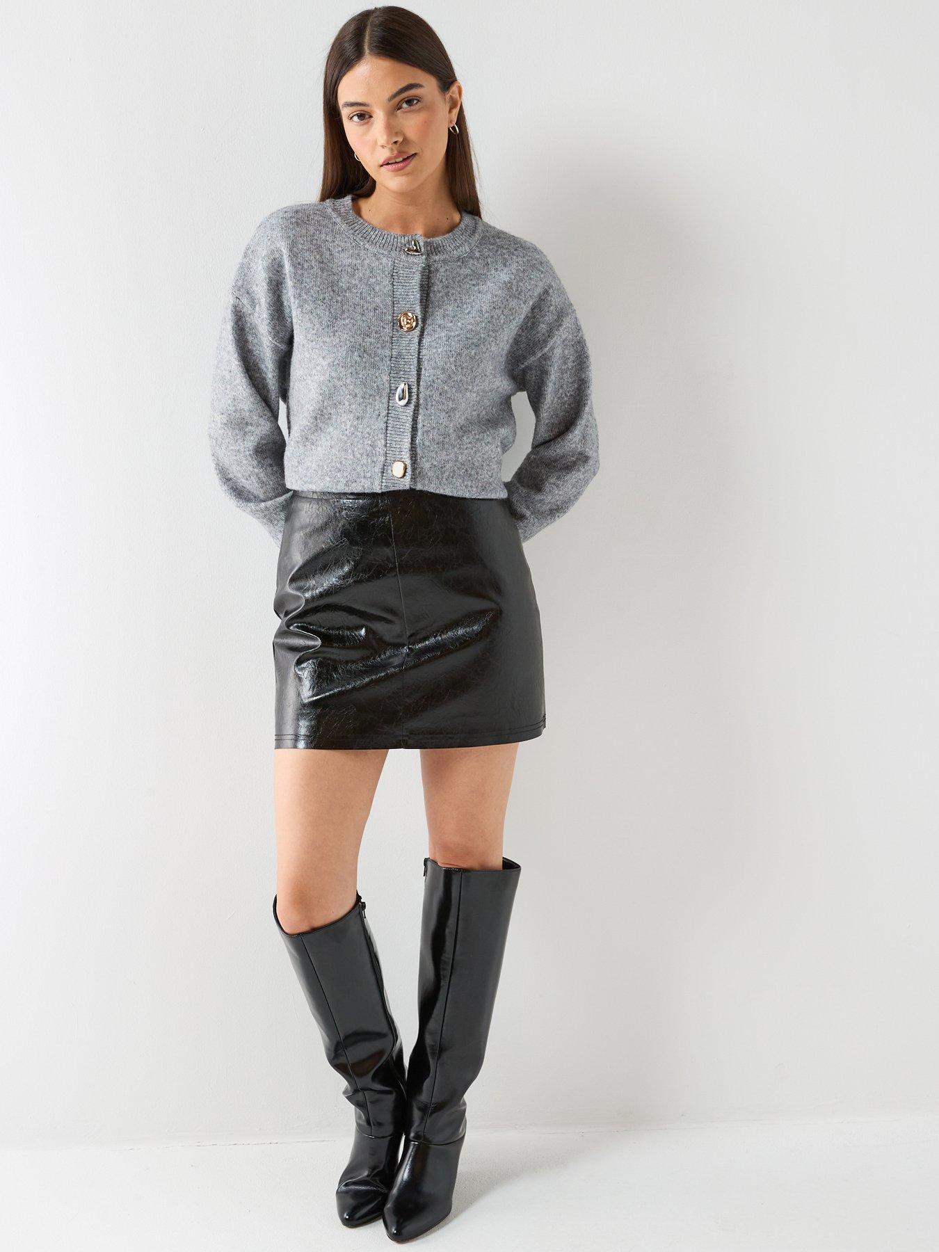  image of jdy-high-waisted-skirt-black