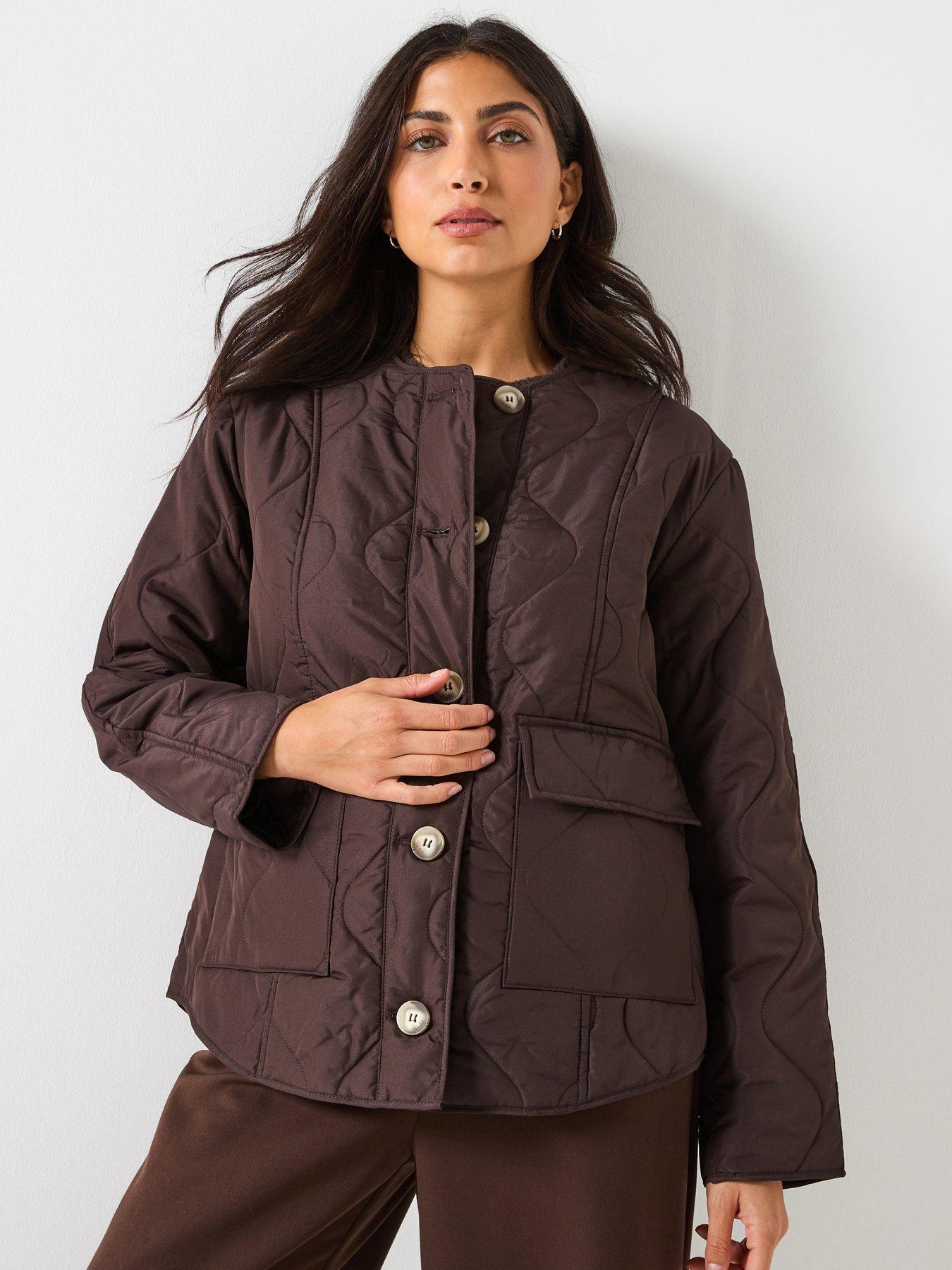 Vero Moda Millie Quilted Button Down Jacket - Brown