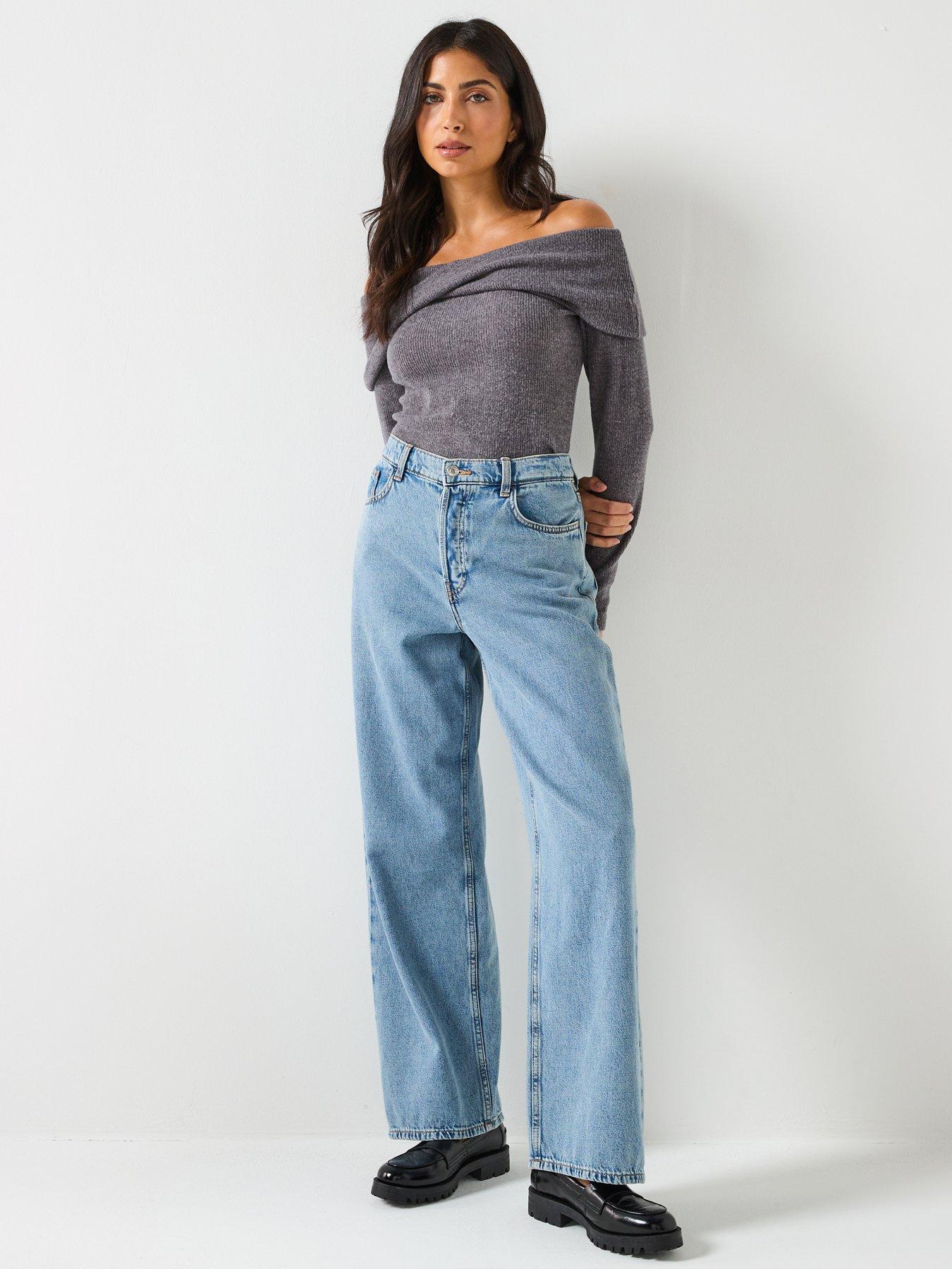  image of vero-moda-kaia-long-sleeve-off-shoulder-top-grey