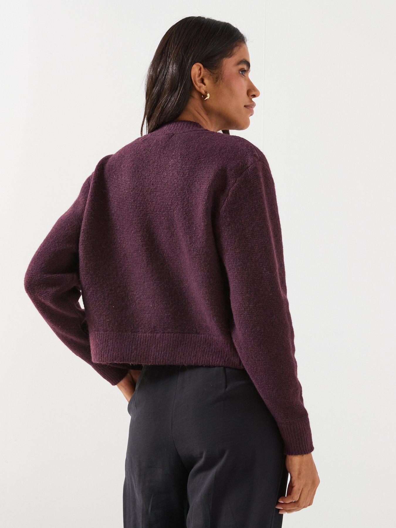  image of vero-moda-hanna-o-neck-zipper-cardigan-plum