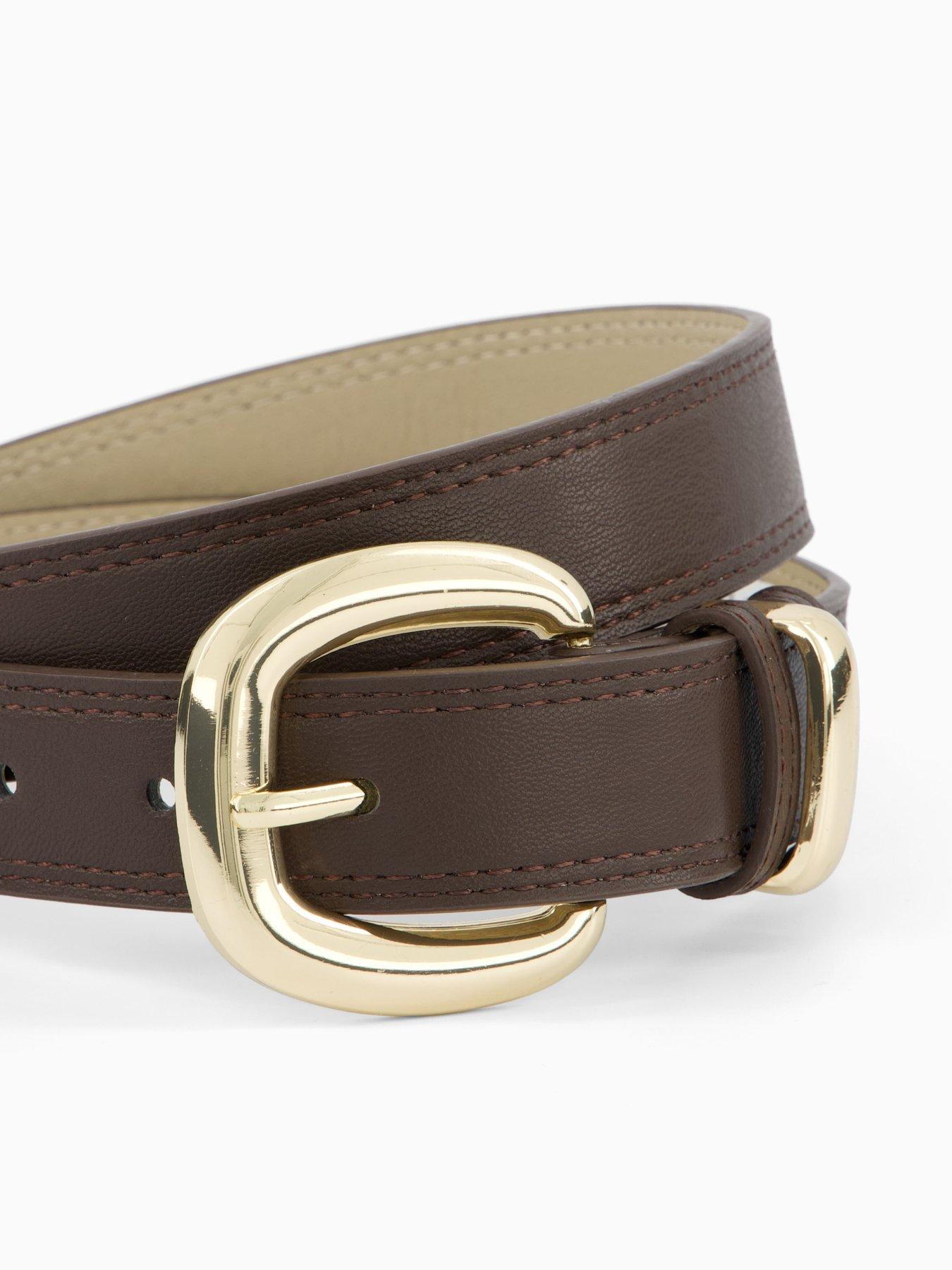  image of pieces-julietta-jeans-gold-hardware-belt-brown