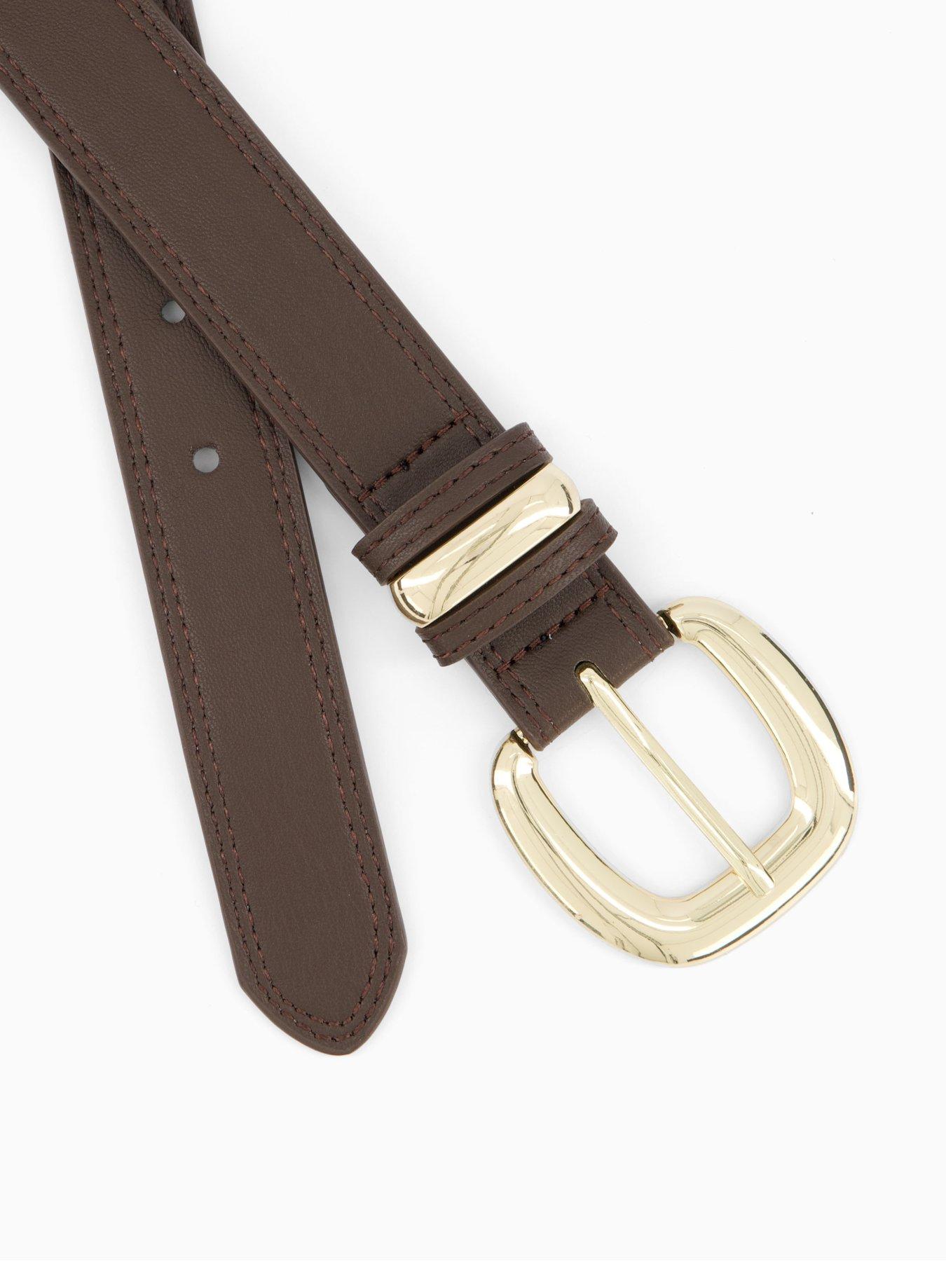  image of pieces-julietta-jeans-gold-hardware-belt-brown