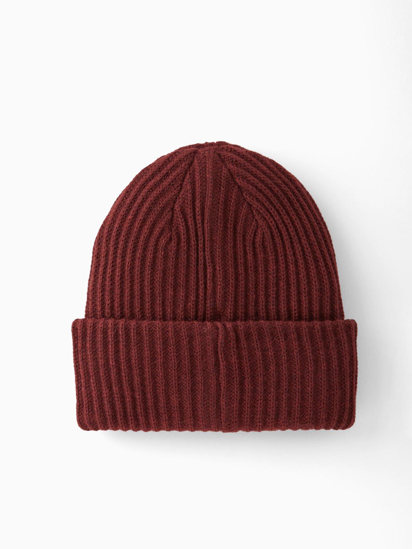 Image 2 of 4 of PIECES Hexo Knitted Beanie Hat - Dark Red