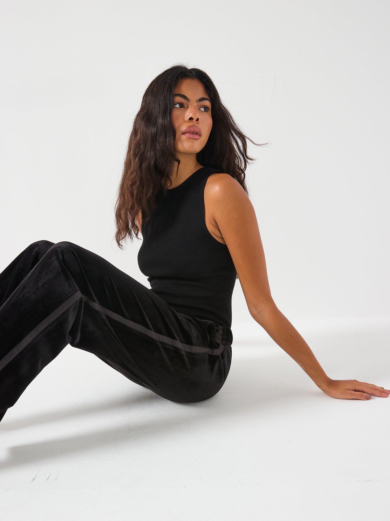  image of vero-moda-haven-high-waist-velvet-pants-black