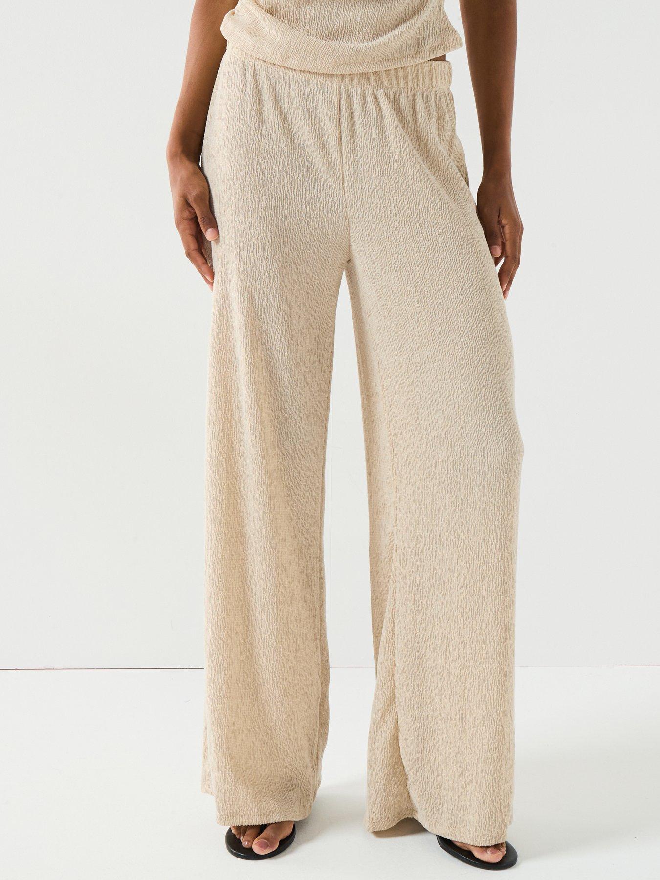 undefined Luna Wide Leg Trousers - Cream