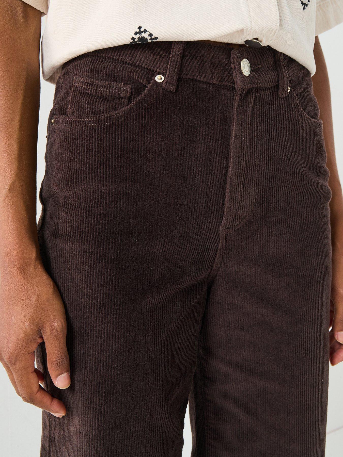  image of vero-moda-high-waist-wide-leg-corduroy-jeans-brown