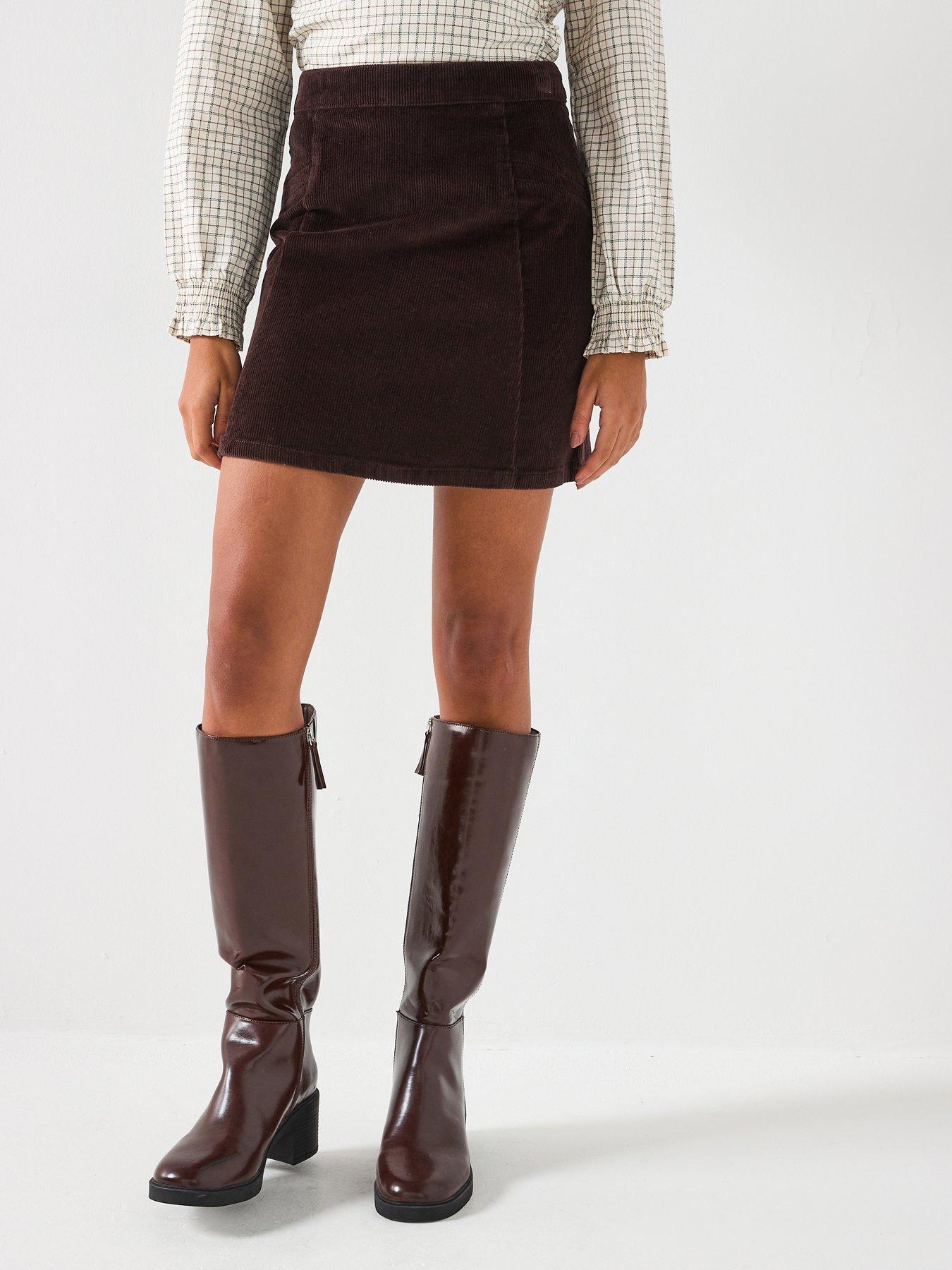 Vero Moda High Rise Corduroy Skirt - Brown
