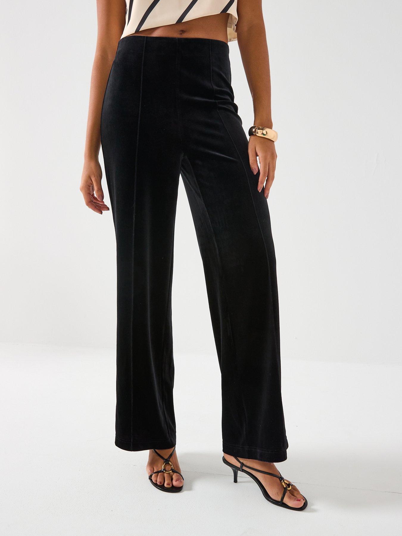  image of vero-moda-wide-leg-velvet-pant-black