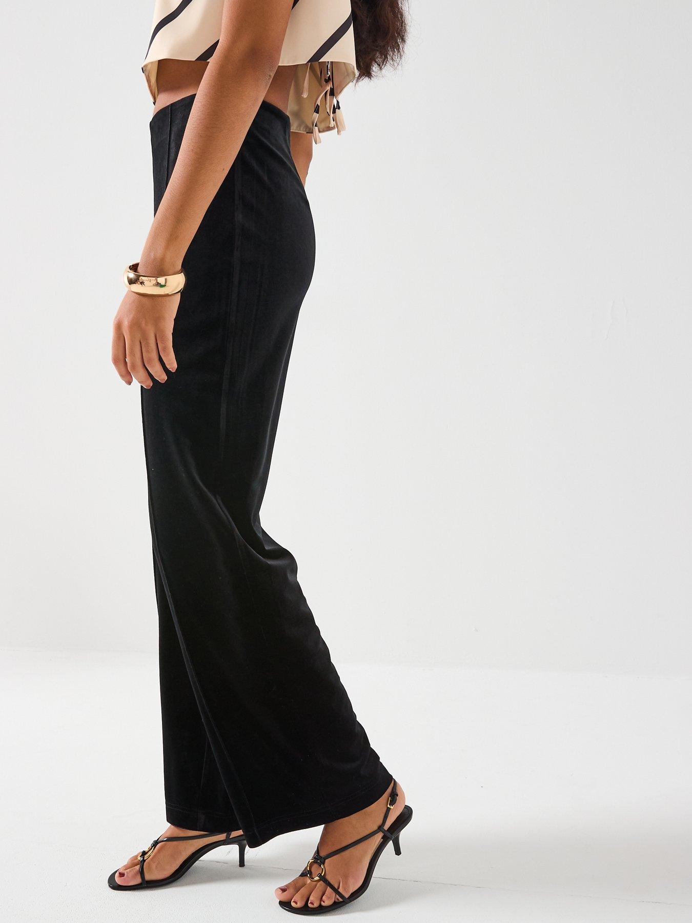  image of vero-moda-wide-leg-velvet-pant-black