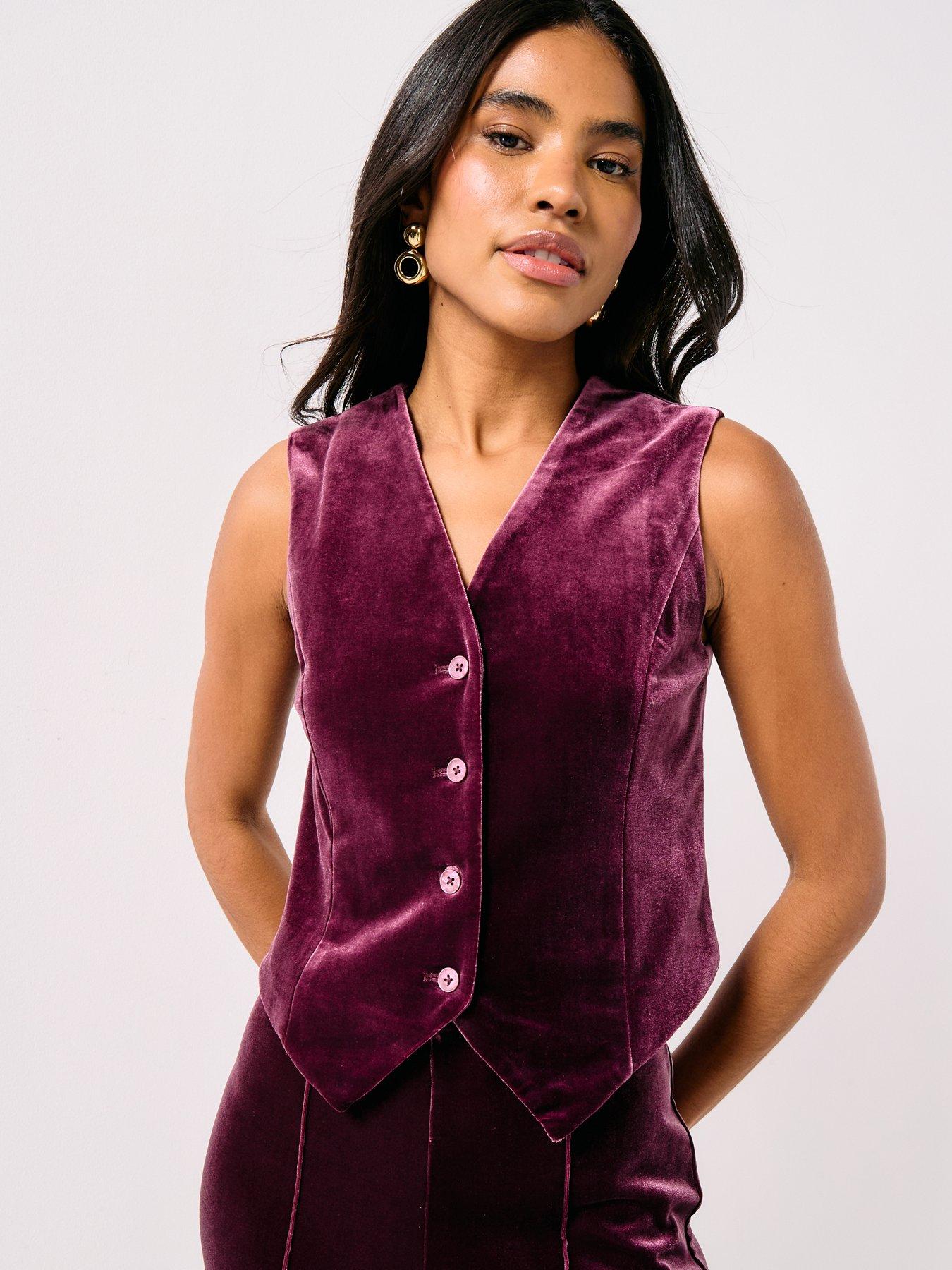 vero-moda-shanna-velvet-waistcoat-plum