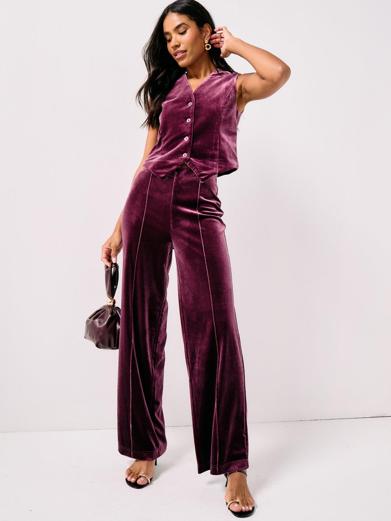  image of vero-moda-shanna-velvet-waistcoat-plum