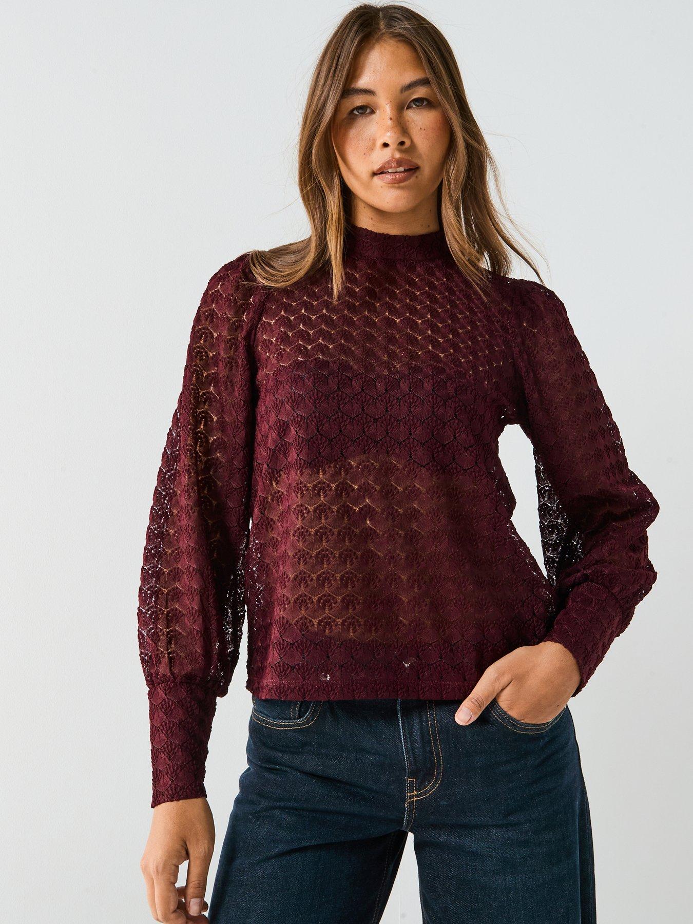 vero-moda-becca-long-sleeve-high-neck-lace-top-red