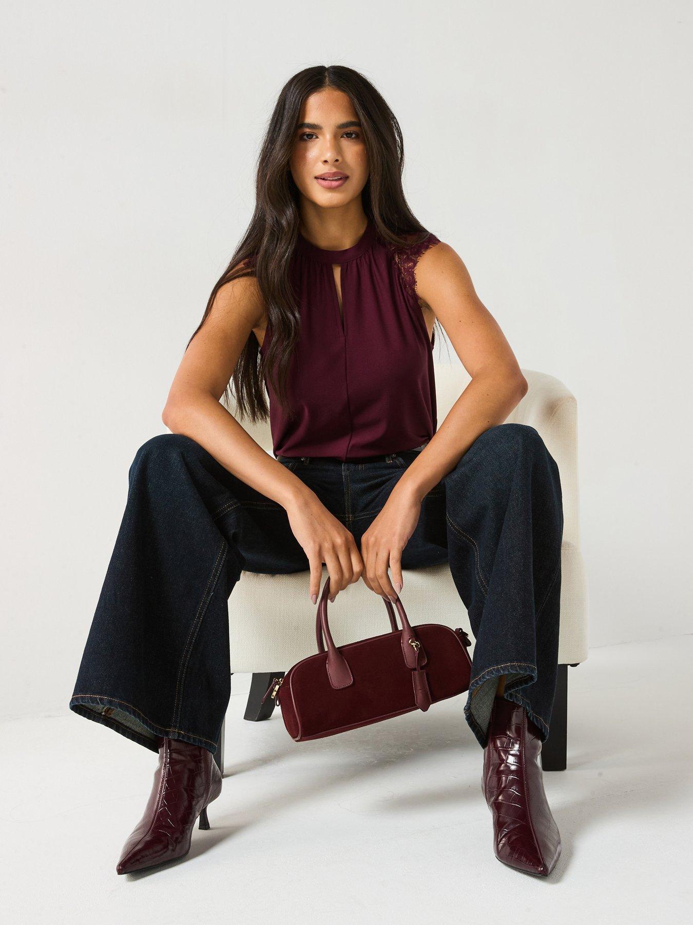 vero-moda-milla-short-sleeve-lace-top-burgundy