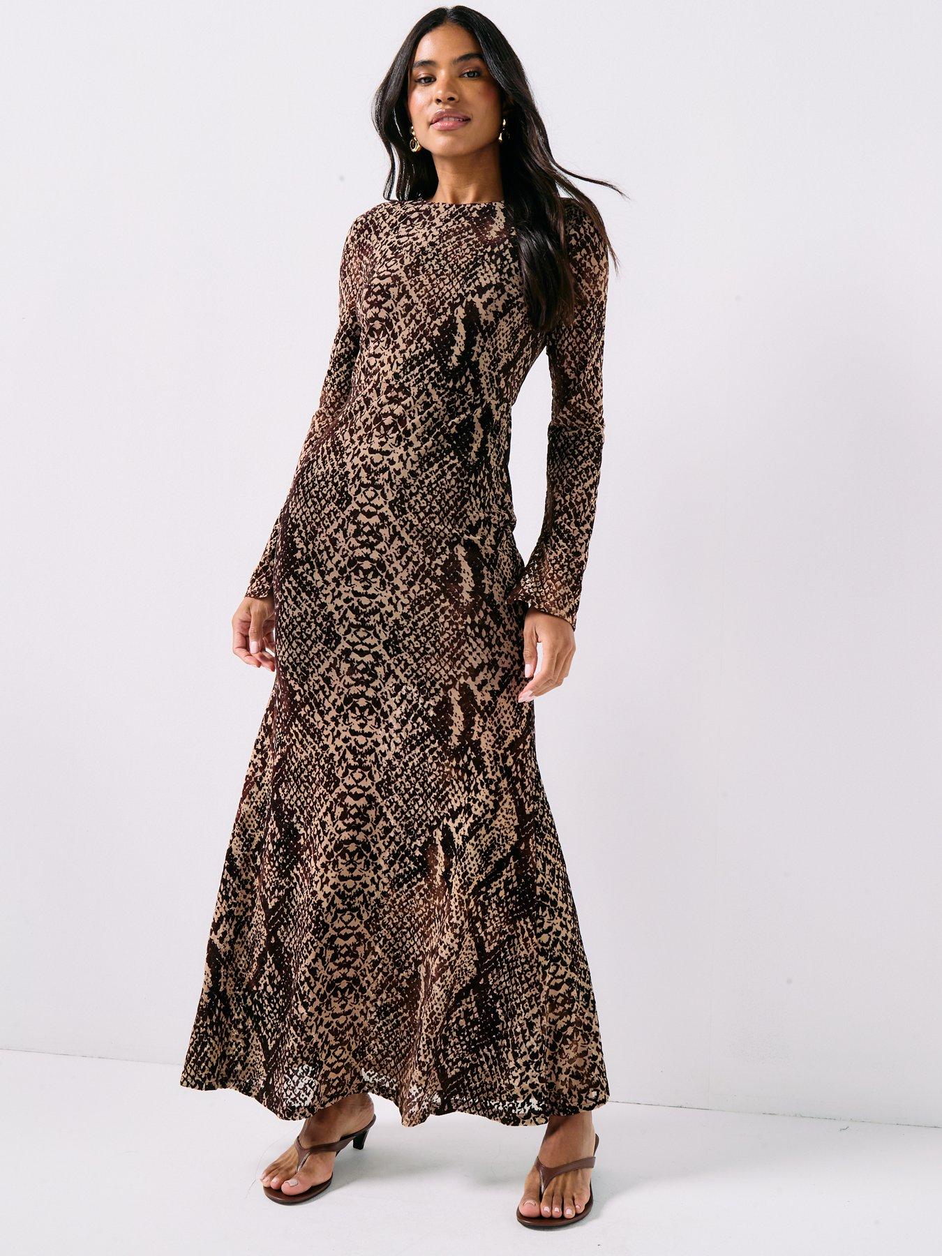 image of rouge-rousari-ls-maxi-dress-brown