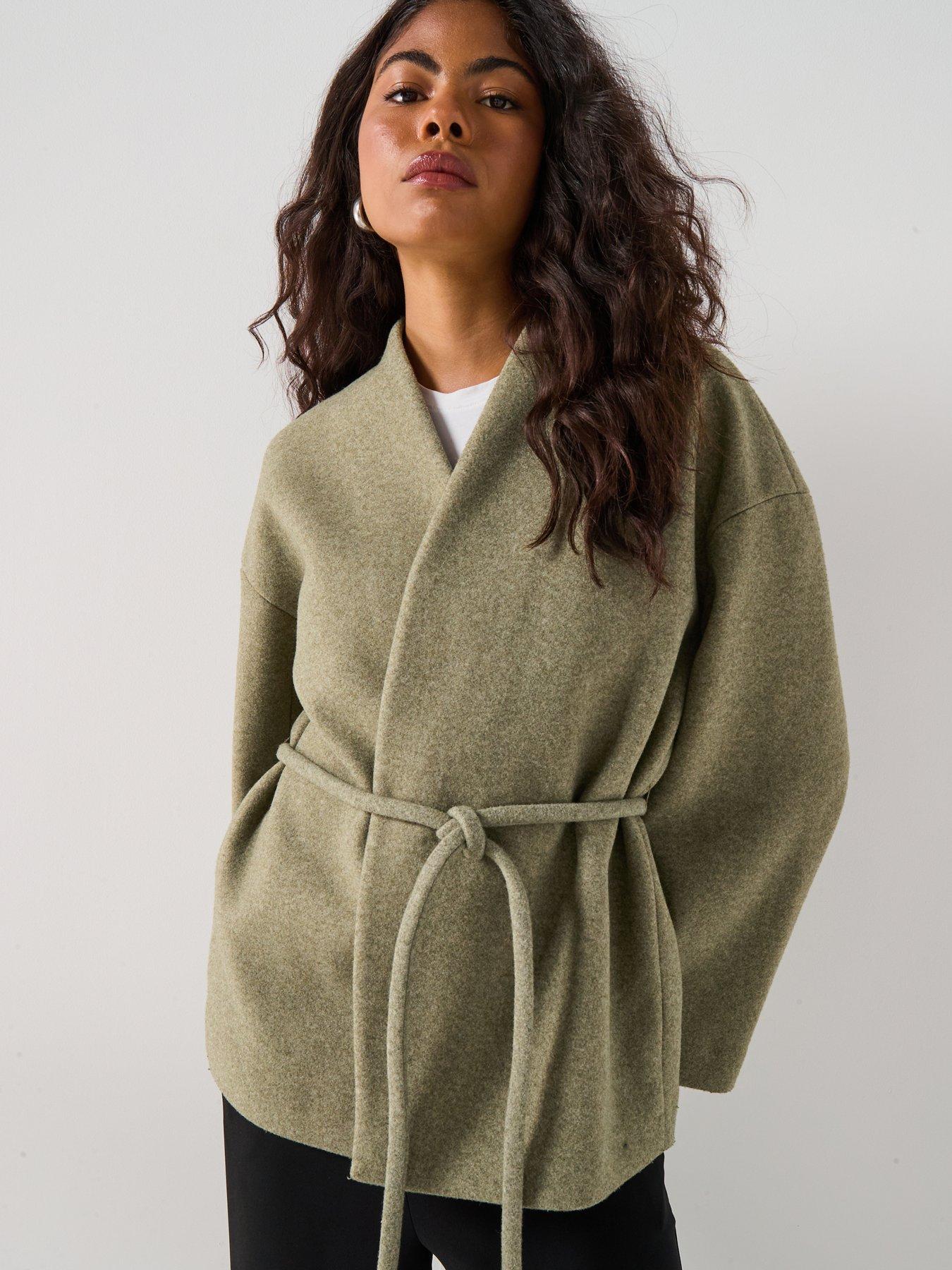 undefined Sijina Long Sleeve V-neck Short Jacket - Green