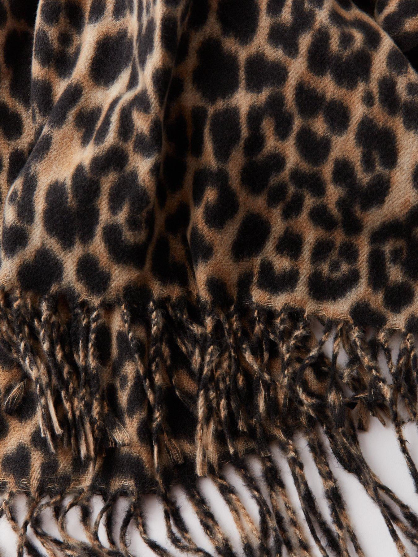  image of pieces-animal-print-long-scarf-leopard-print