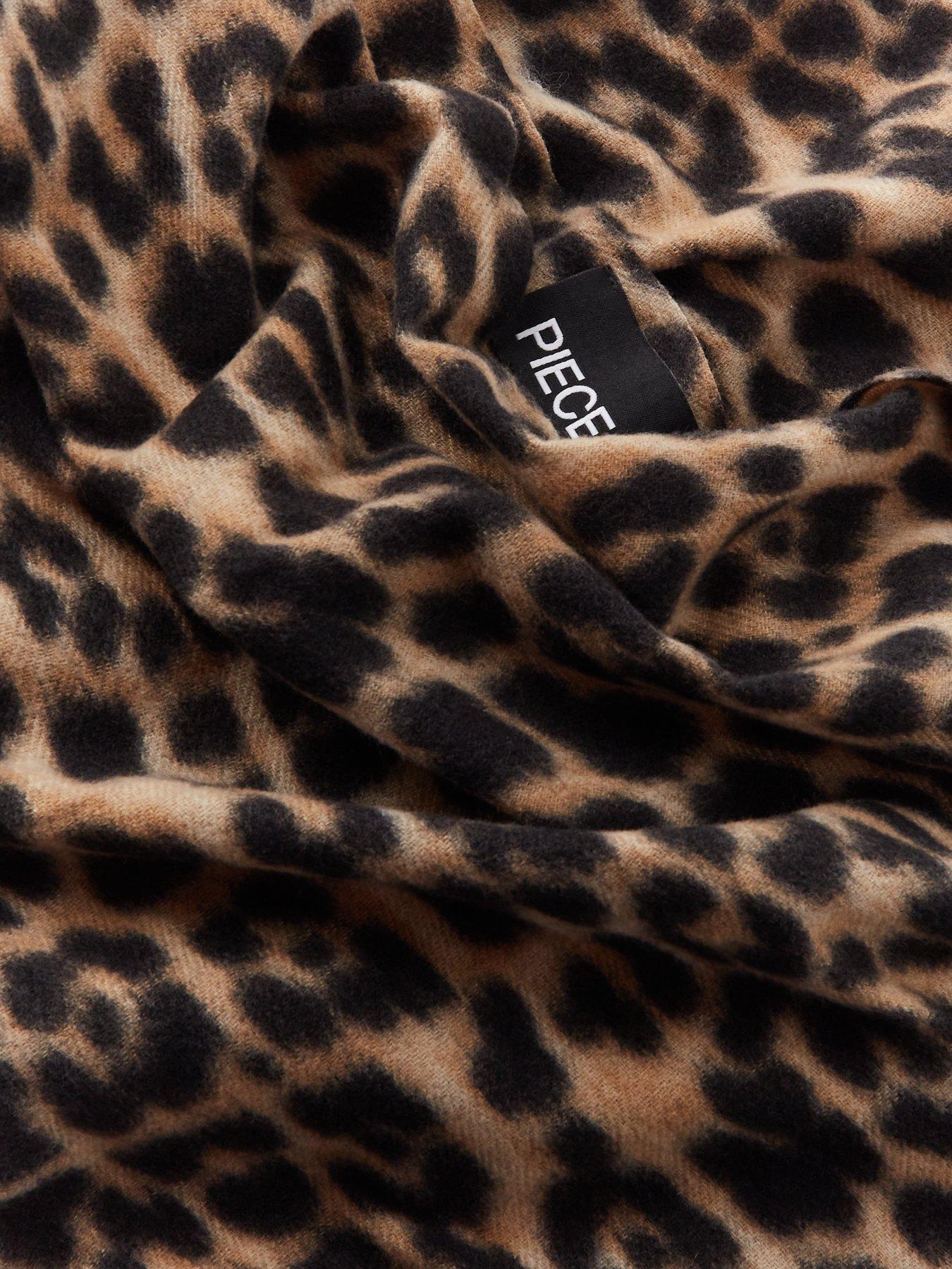  image of pieces-animal-print-long-scarf-leopard-print