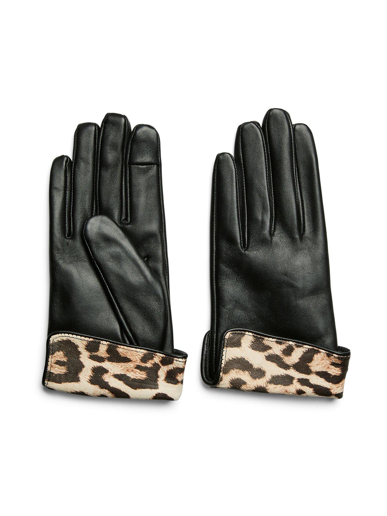  image of pieces-smart-leather-gloves-multi