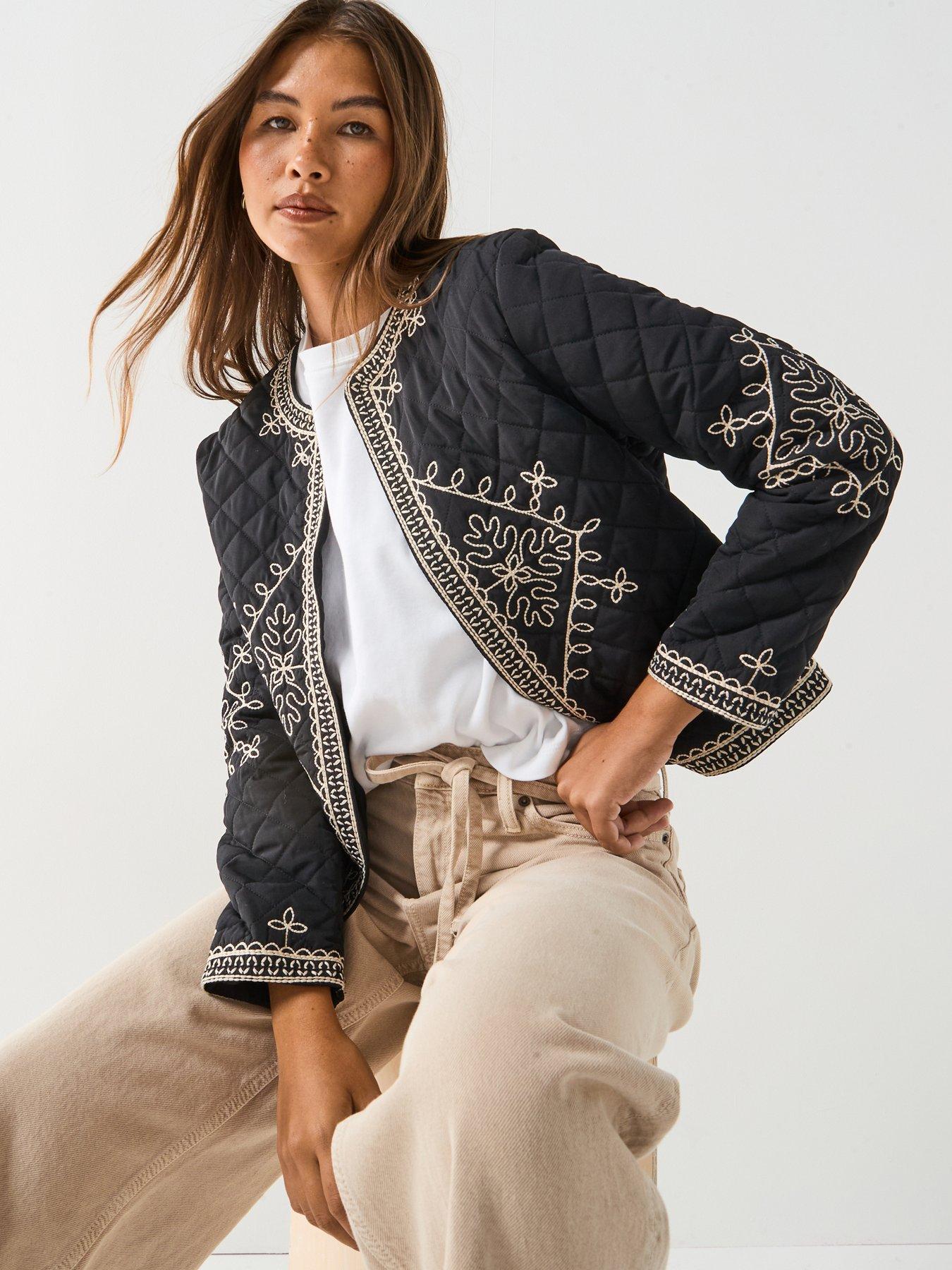 undefined Billie Long Sleeve Quilted Shacket - Black