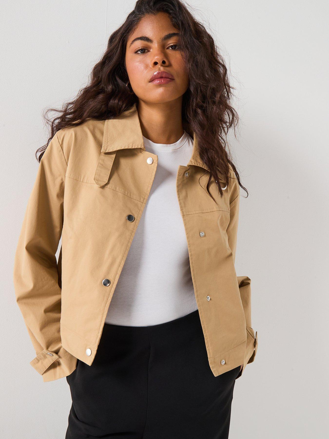 Only Liana Long Sleeve Short Trench Jacket - Beige