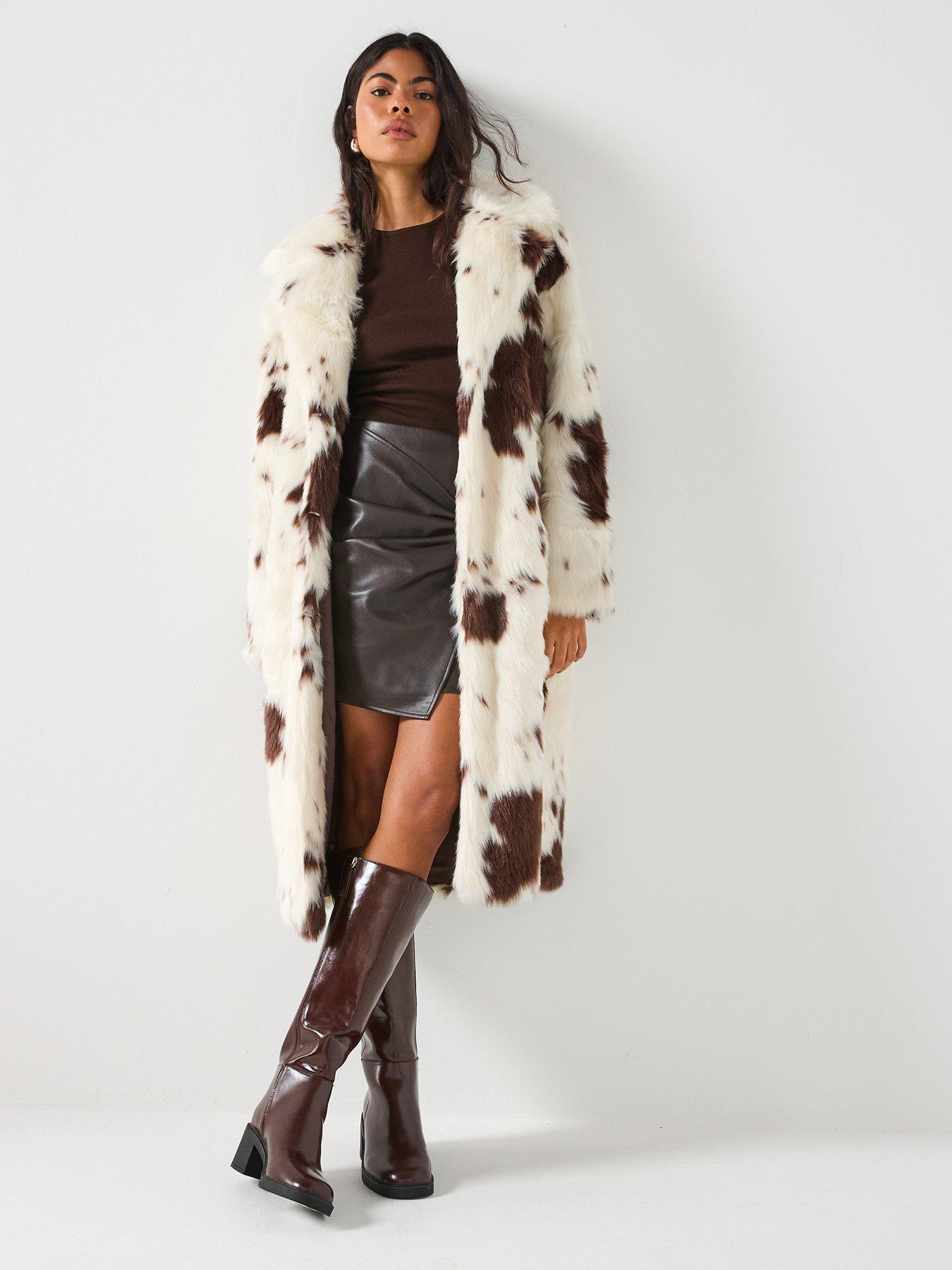  image of vero-moda-faux-fur-cow-print-coat-print