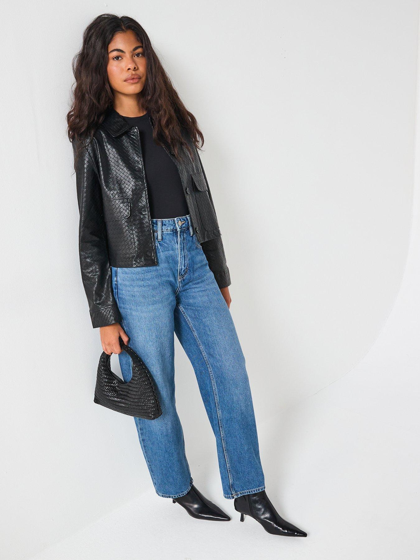  image of vero-moda-bellis-long-sleeve-short-collar-coated-jacket-black