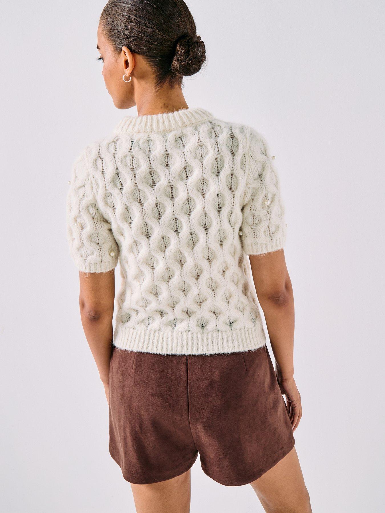  image of vero-moda-pearl-short-sleeve-pullover-jumper-cream