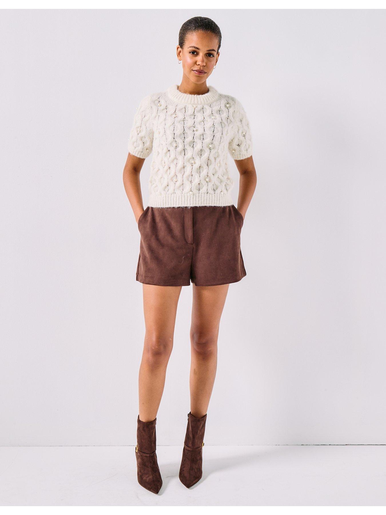  image of vero-moda-pearl-short-sleeve-pullover-jumper-cream