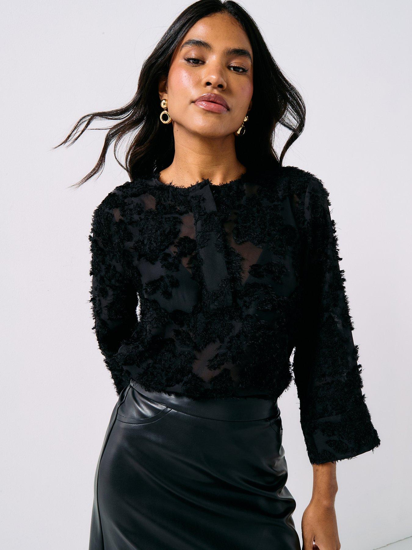  image of jdy-maia-half-placket-top-black