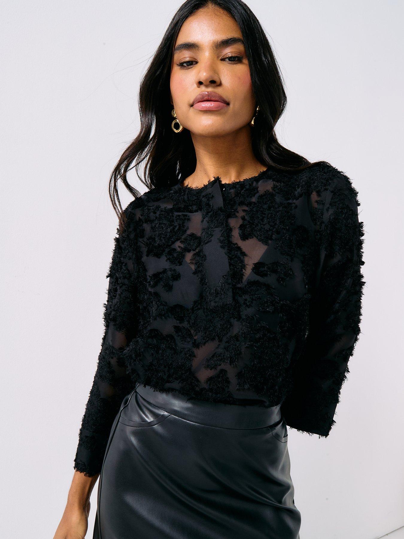  image of jdy-maia-half-placket-top-black