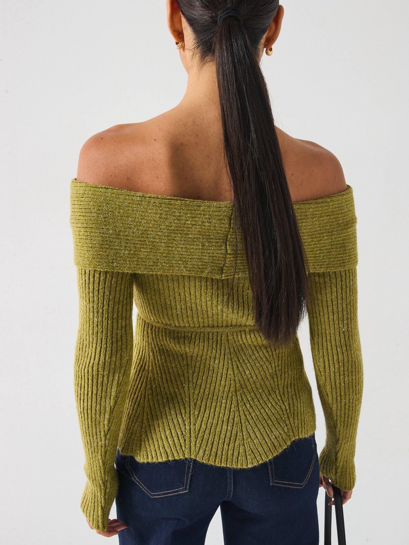  image of vero-moda-lucy-lu-off-shoulder-knit-green