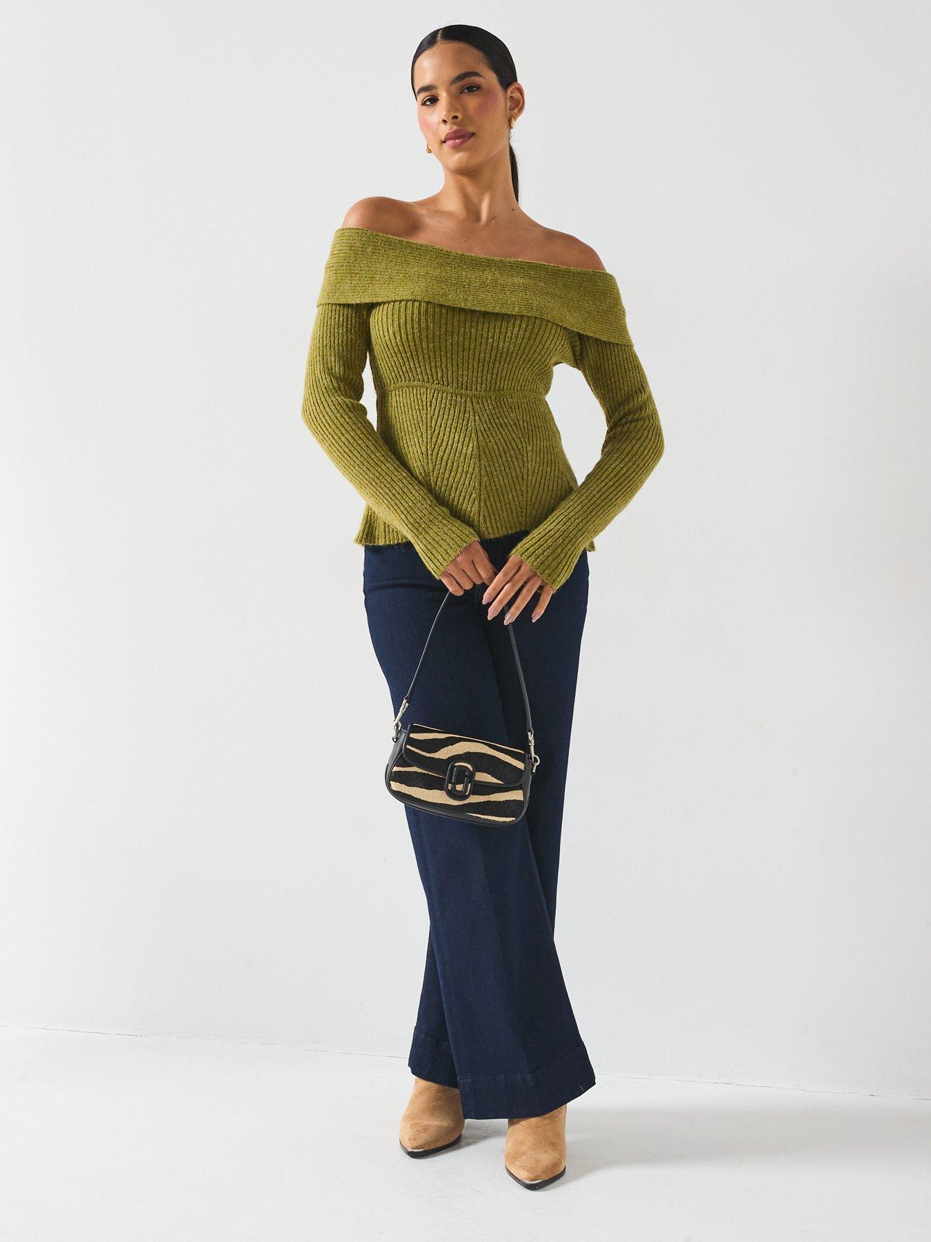  image of vero-moda-lucy-lu-off-shoulder-knit-green