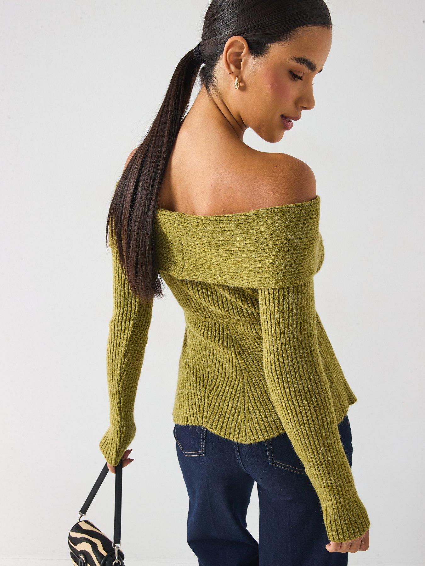  image of vero-moda-lucy-lu-off-shoulder-knit-green