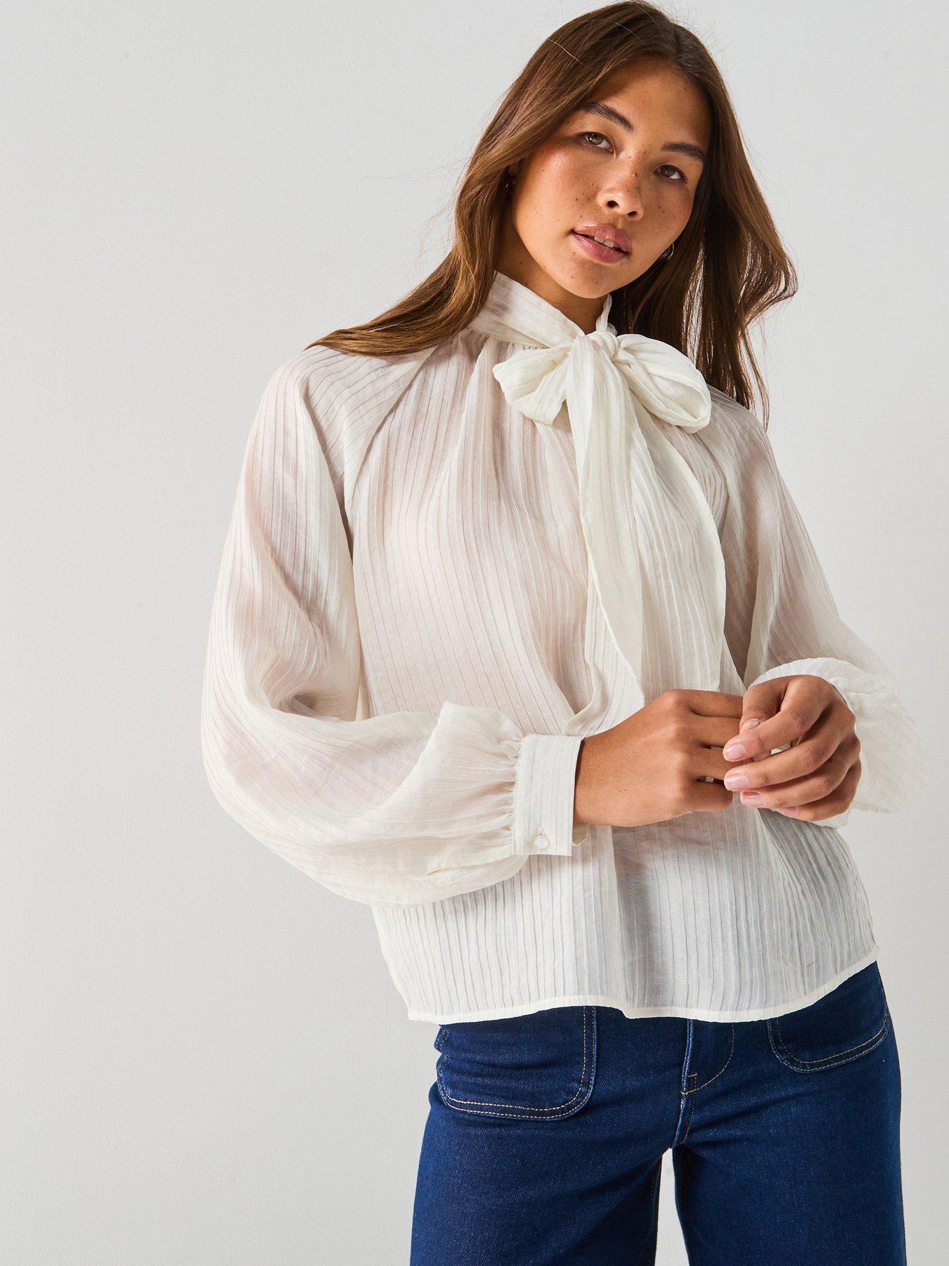 jdy-norma-long-sleeve-bow-tie-neck-blouse-white