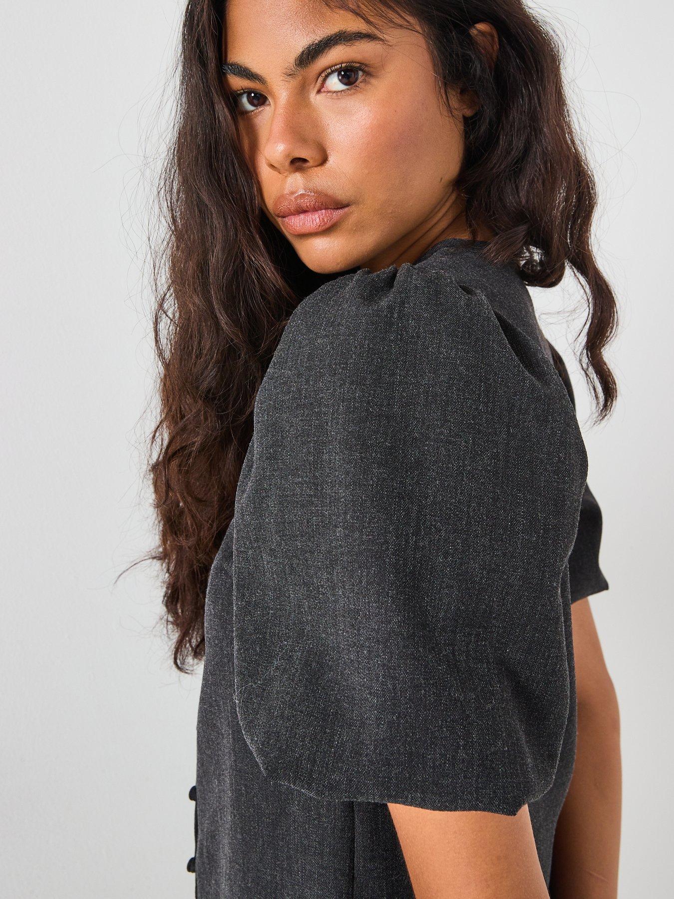  image of vero-moda-vera-moda-puff-sleeve-top-grey