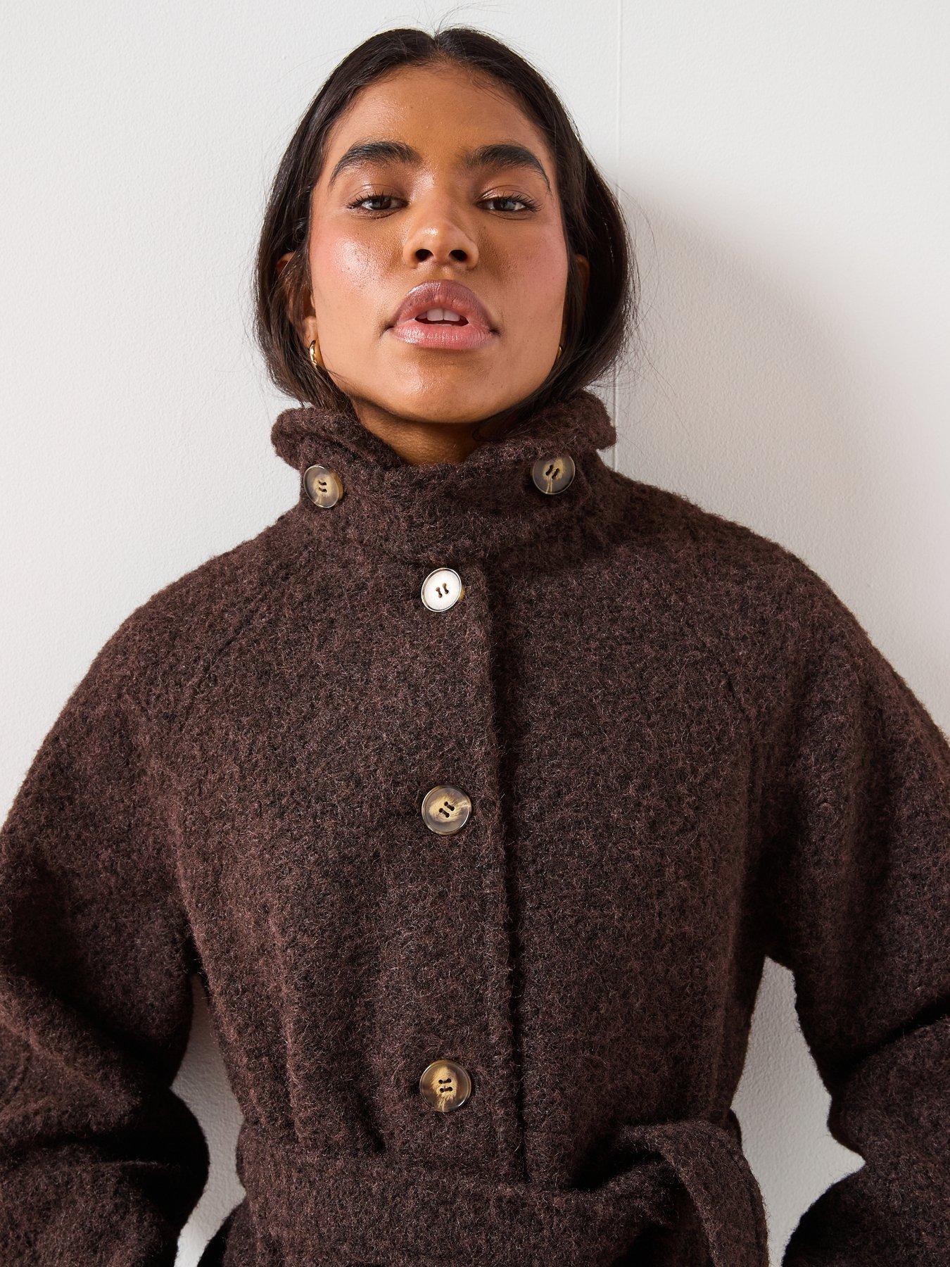  image of jdy-nevada-boucle-belt-coat-brown