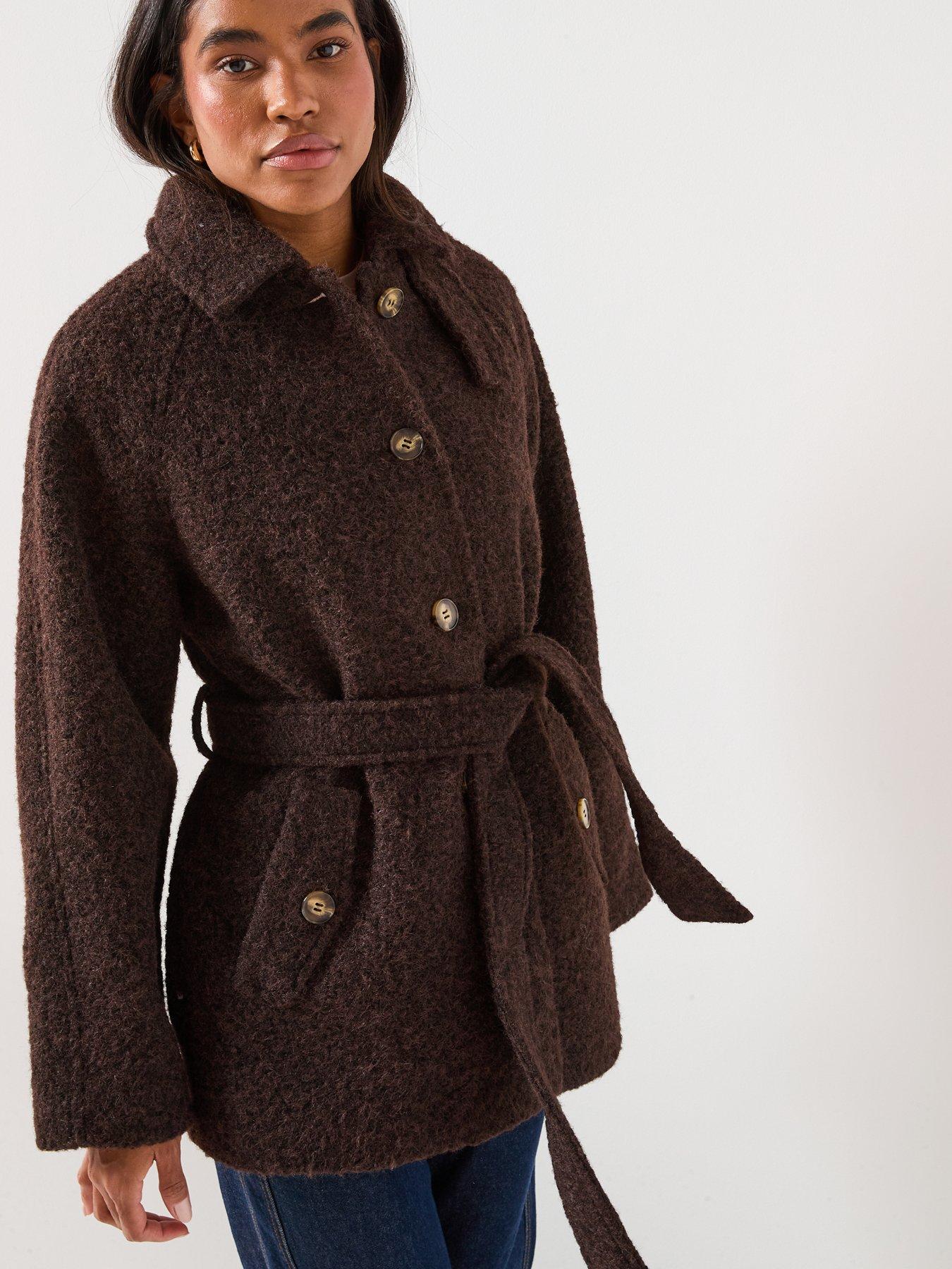  image of jdy-nevada-boucle-belt-coat-brown
