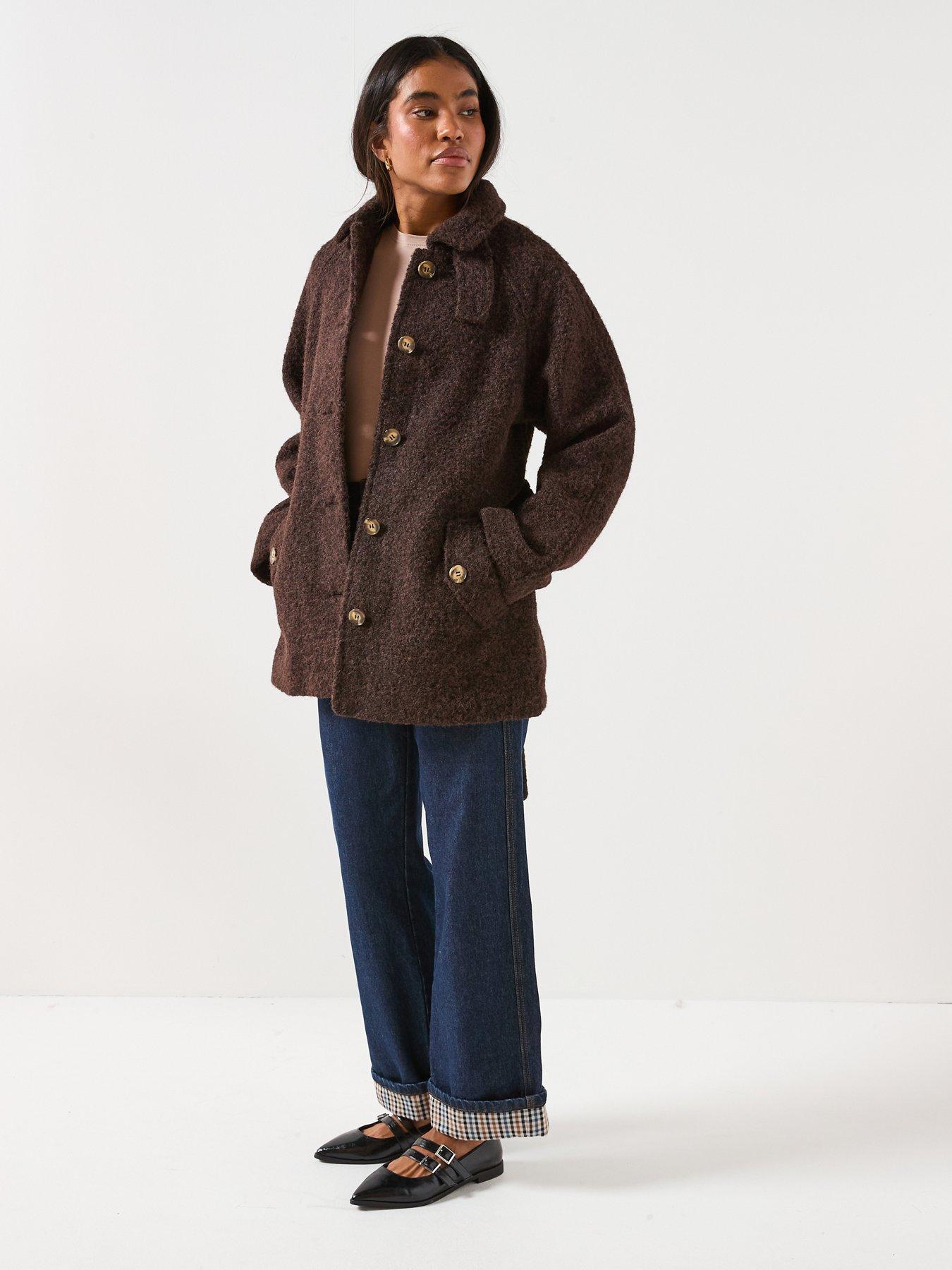  image of jdy-nevada-boucle-belt-coat-brown