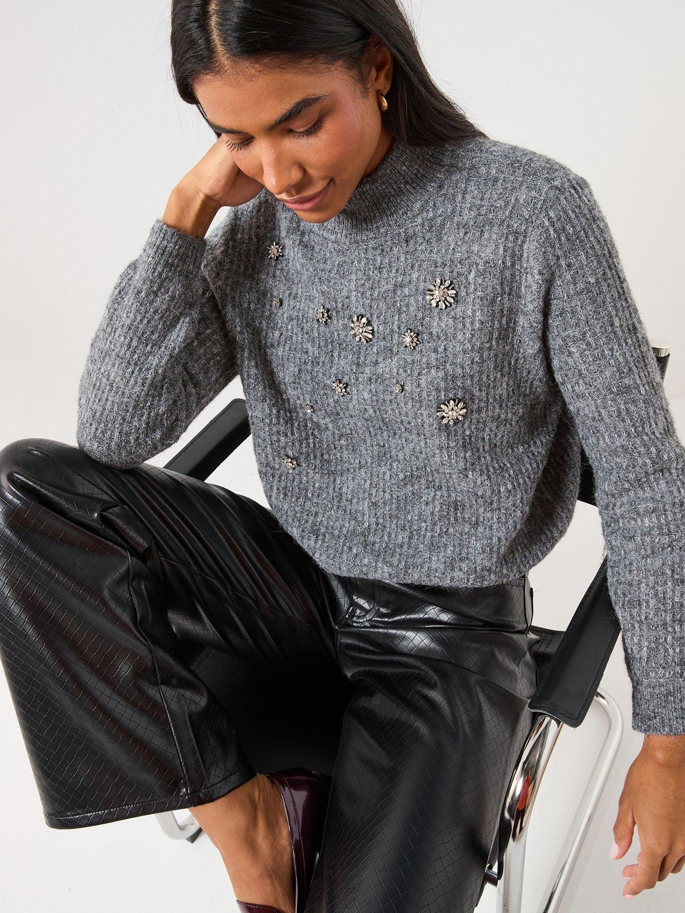  image of vero-moda-vmvenedig-knitted-pullover-grey