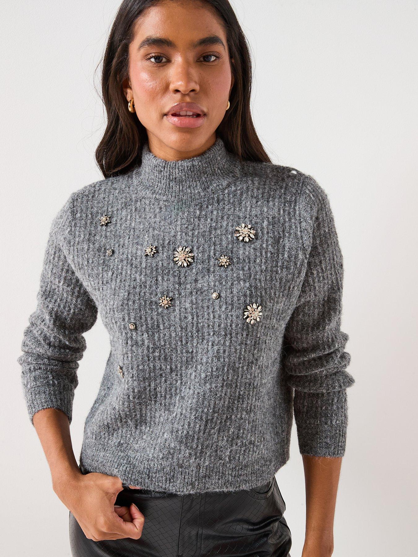  image of vero-moda-vmvenedig-knitted-pullover-grey