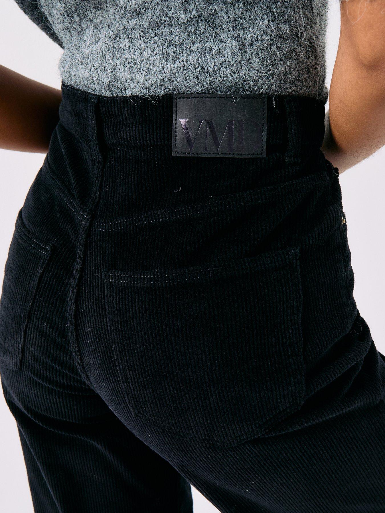  image of vero-moda-tessa-wide-corduroy-pants-black