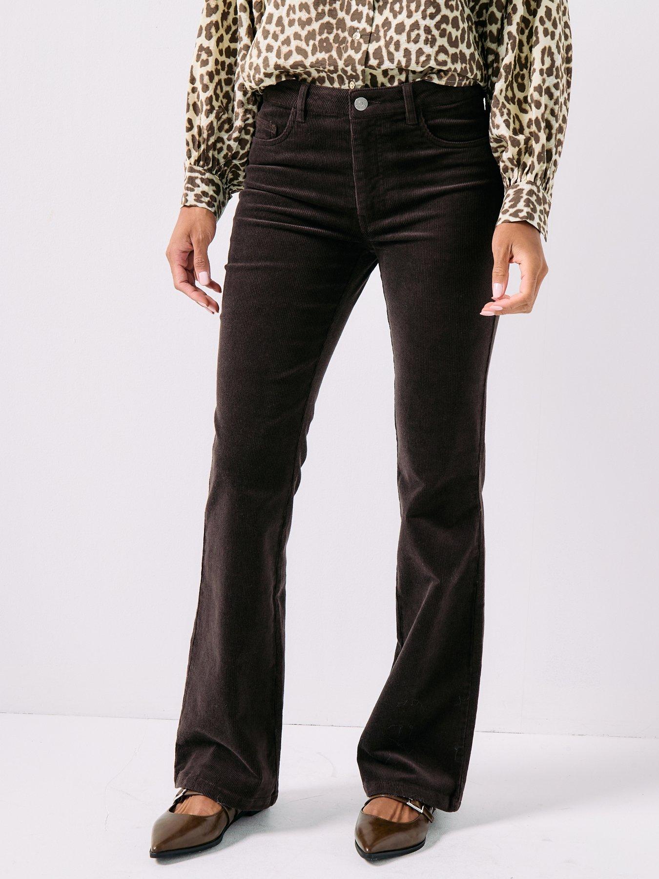 Image 1 of 5 of JDY Salone Flared Cord Trousers - Brown