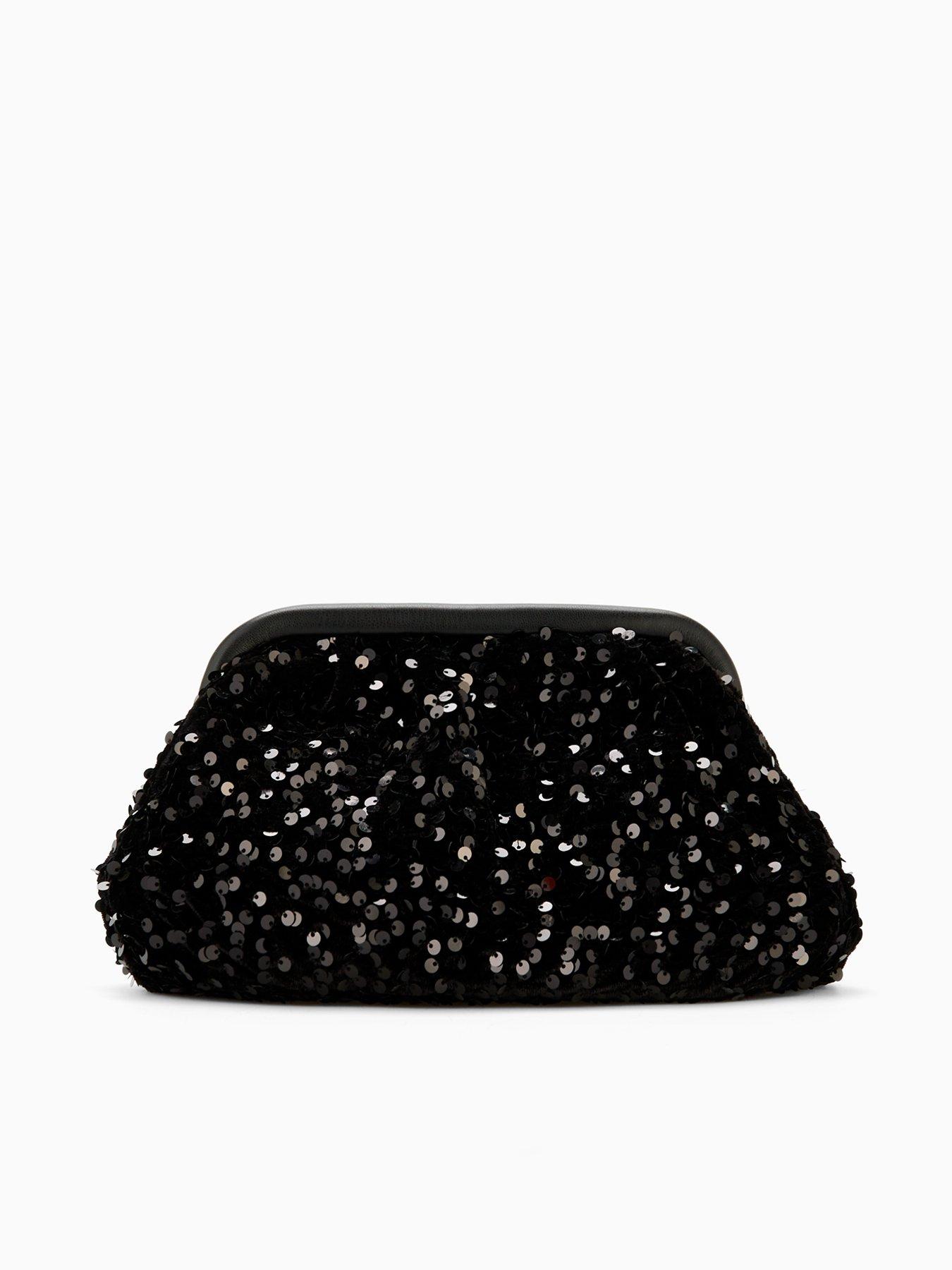 PIECES Sequin Clutch - Black