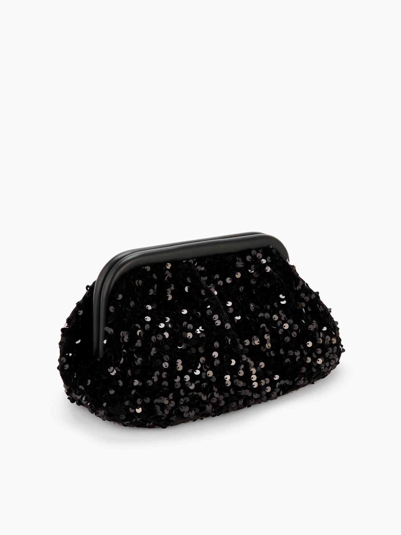 back image of pieces-pckam-sequins-clutch-bag-black
