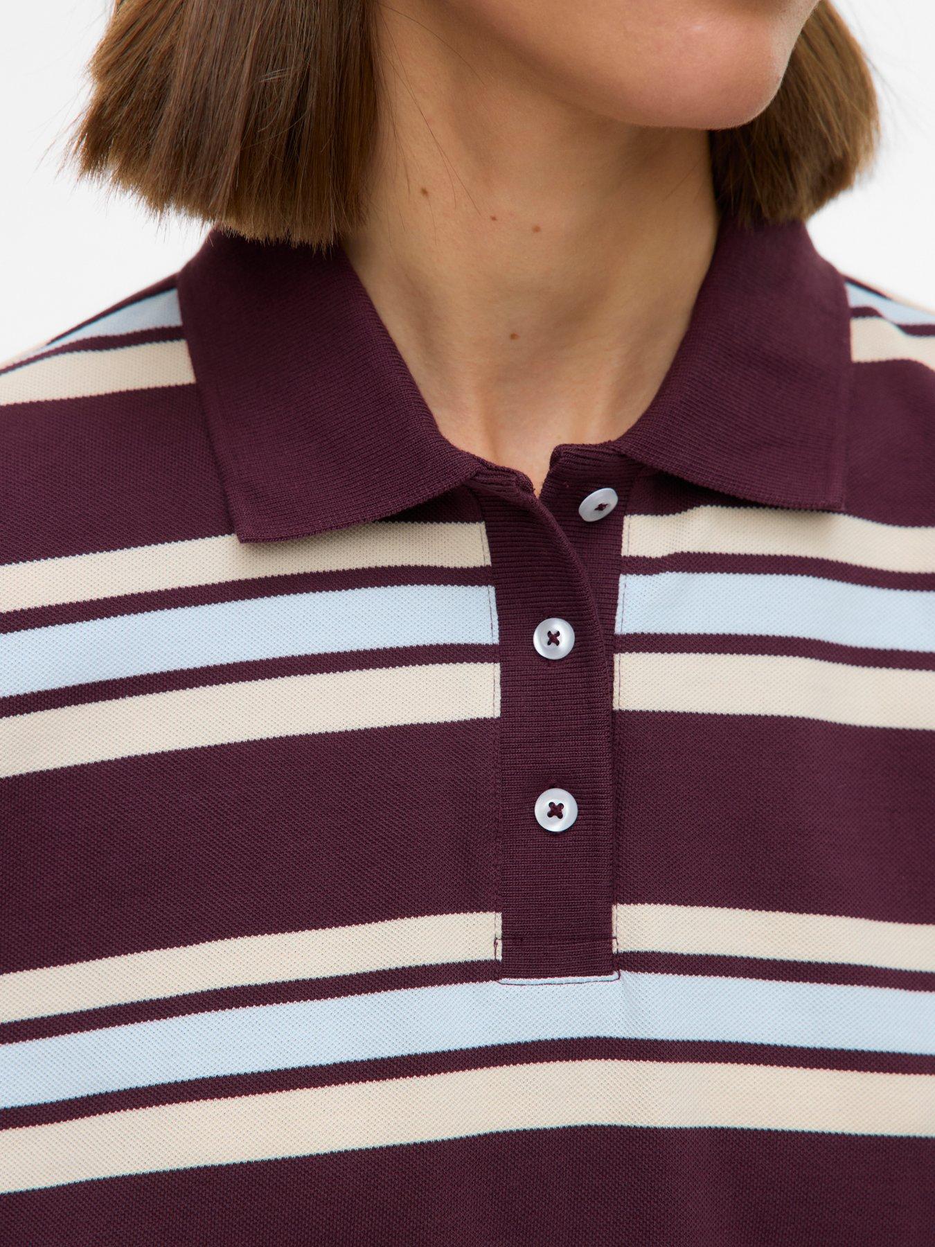 stillFront image of vero-moda-lianna-long-sleeve-polo-top-red